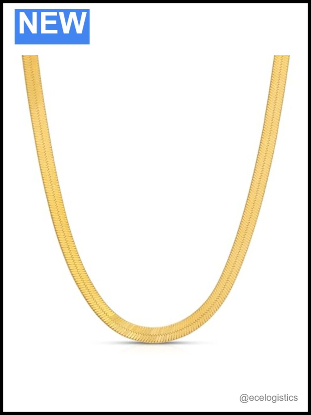 14K Gold Plated Stainless Steel Herringbone Chain Necklace Waterproof